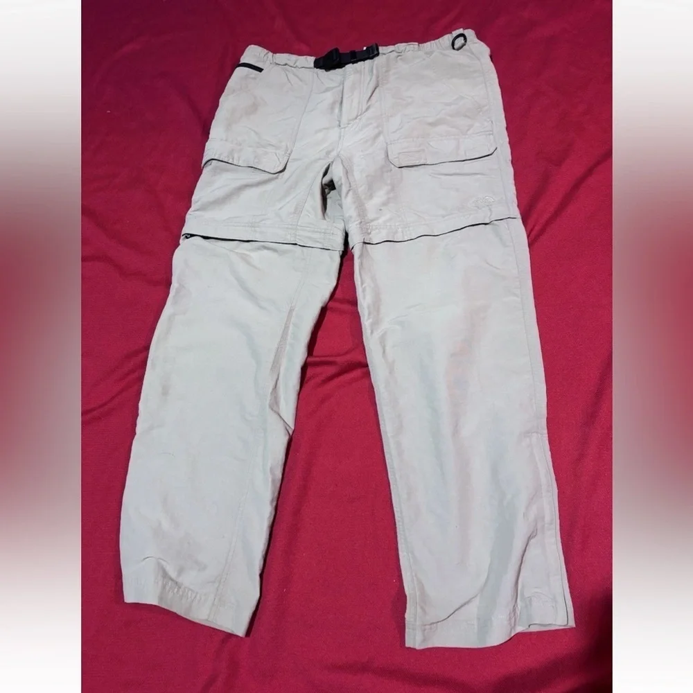 The North Face Pants Mens Large Beige Nylon Cargo Convertible Belted Hiking